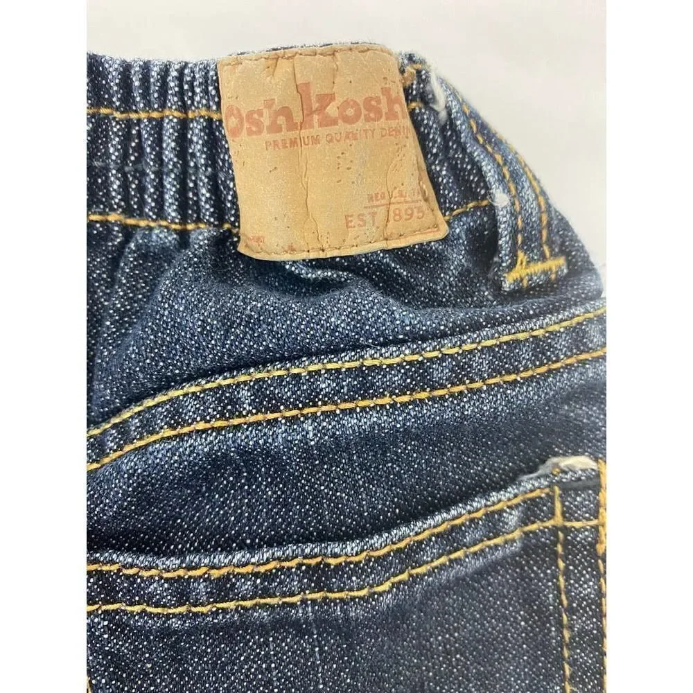 OshKosh Red Green Flannel Patch Jeans Christmas Winter Fall - Size 12 Months